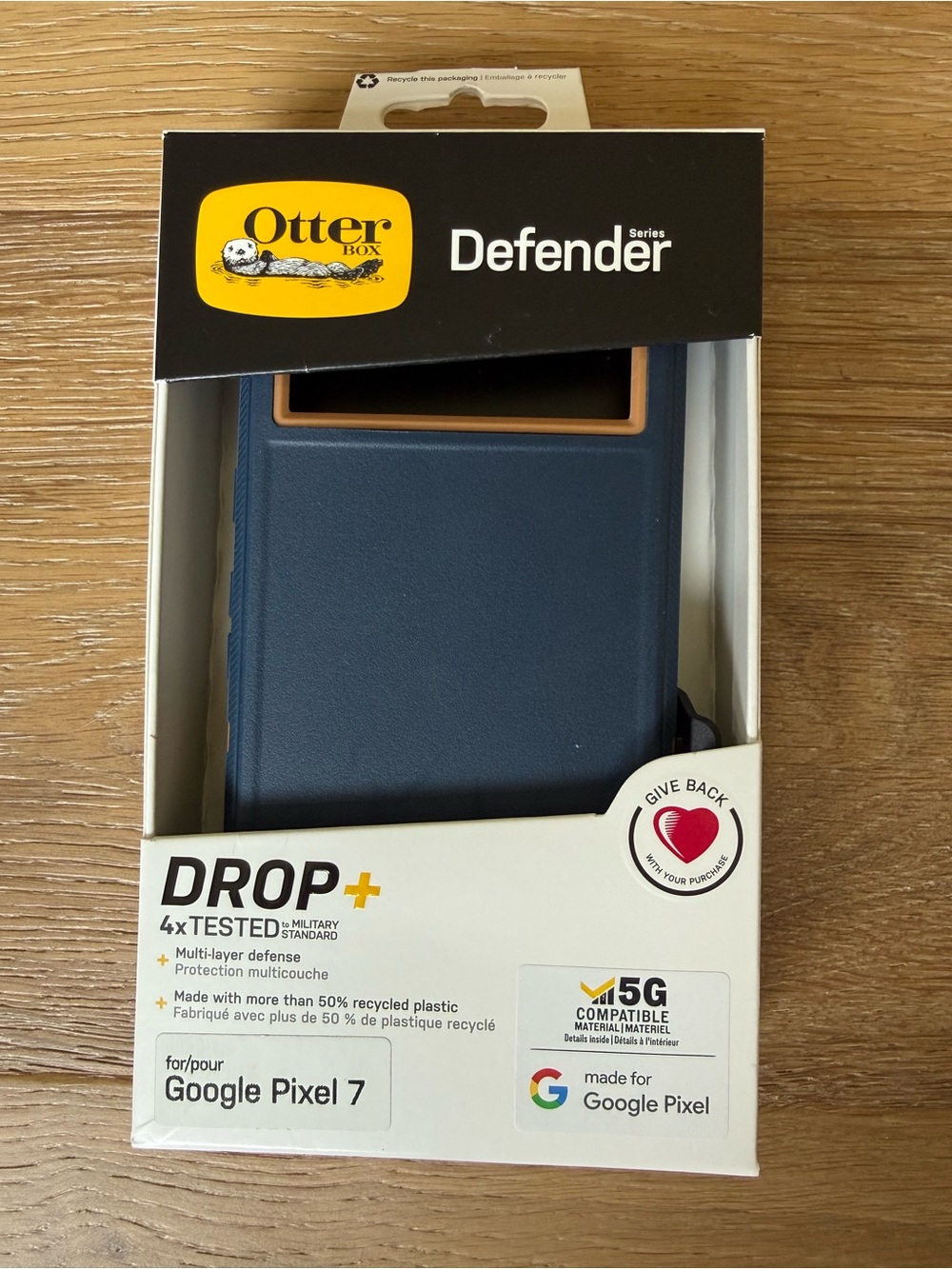 New OtterBox Defender Series Drop+ Case for Google Pixel 7 Navy Blue Tan copper